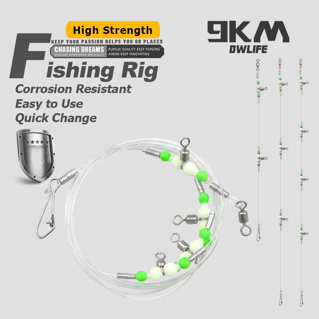 Fishing Hook Circle - 9KM Pre-Rigged Fishing Leader Rig with