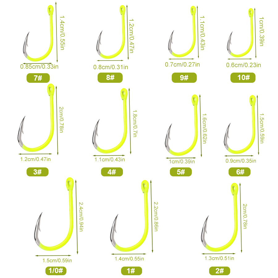 NGB 50pcs 1/0#-10#Fluorescent  - Fishing Hook Circle recension och pris