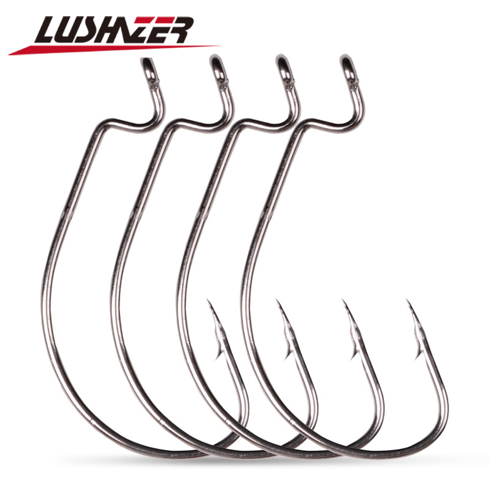 LUSHAZER 10pcs/lot Carbon Stee - Fishing Hook Offset recension och pris