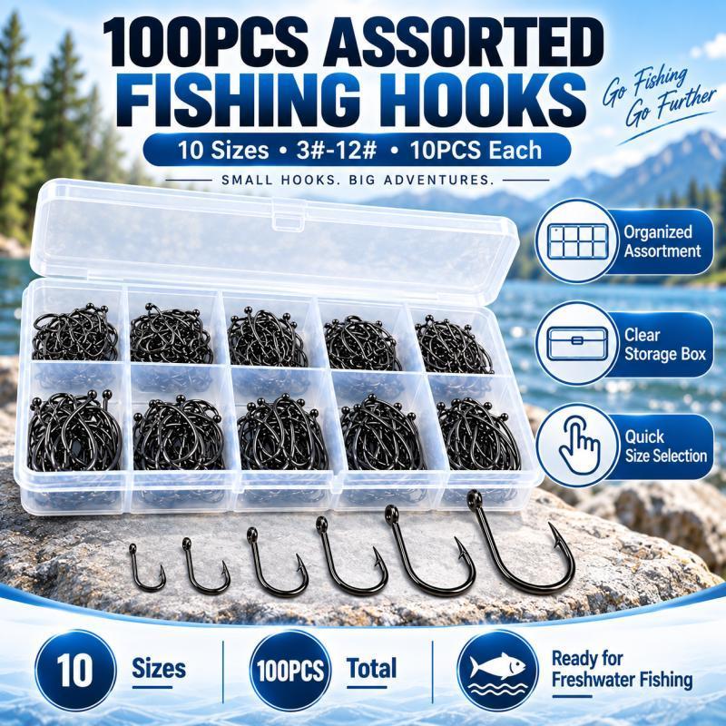 100PCS Barbed Fishing Hooks Se - Fishing Hook Assortment recension och pris