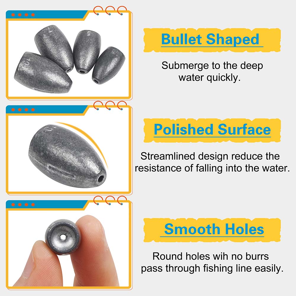Bullet Fishing Sinkers Weights - Fishing Hook Remover recension och pris